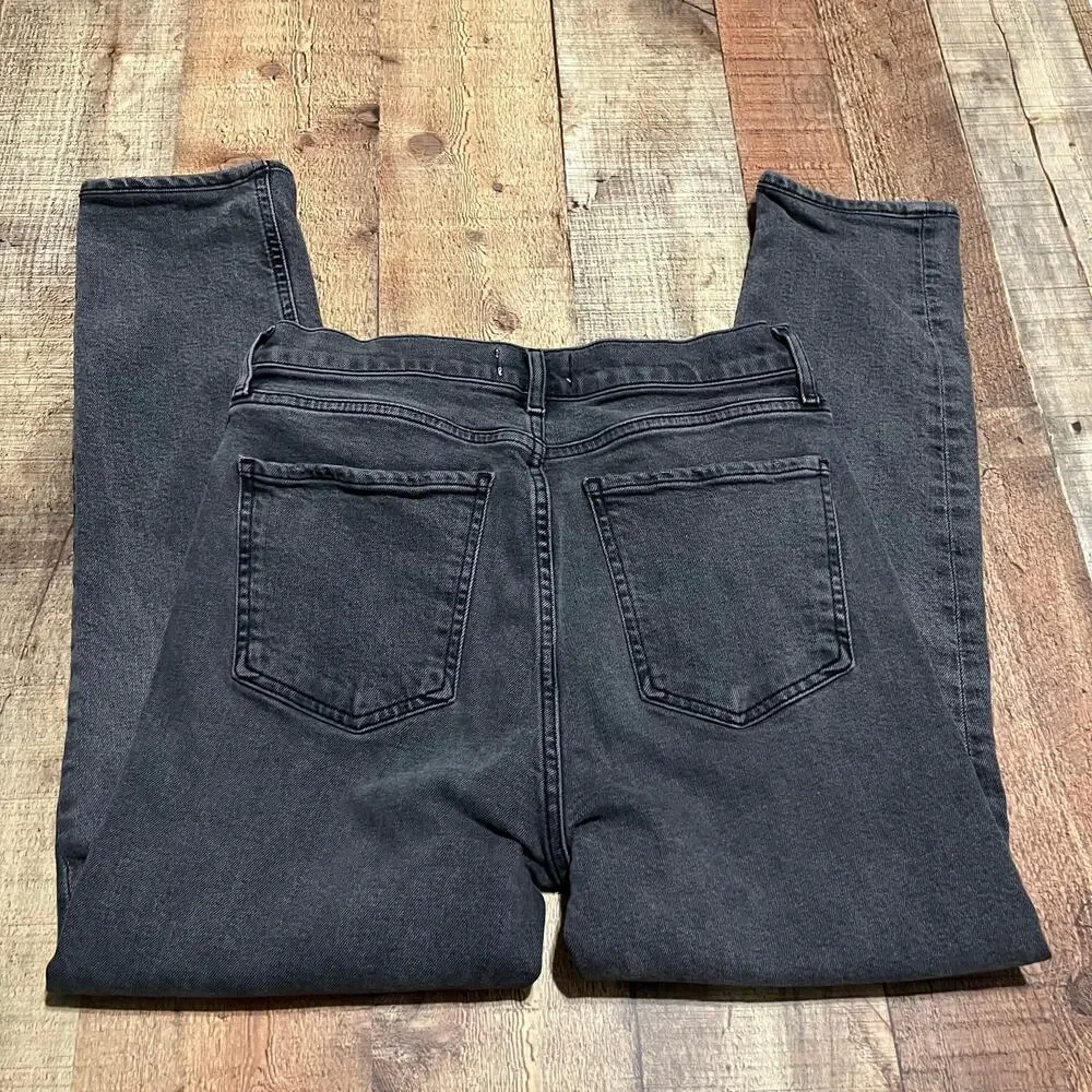 Agolde Women's Black Wash Denim Nico Crop Jeans Sz 26 Button Fly Closet Staple
